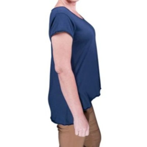 Tina Stephens Opal Hi Lo Crew Neck Tee Tunic Made in Italy S/M White - Picture 8 of 9